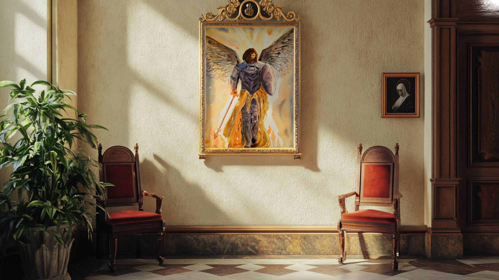 Saint Michael the Archangel - Original Painting 24" by 36" Watercolor on Canvas